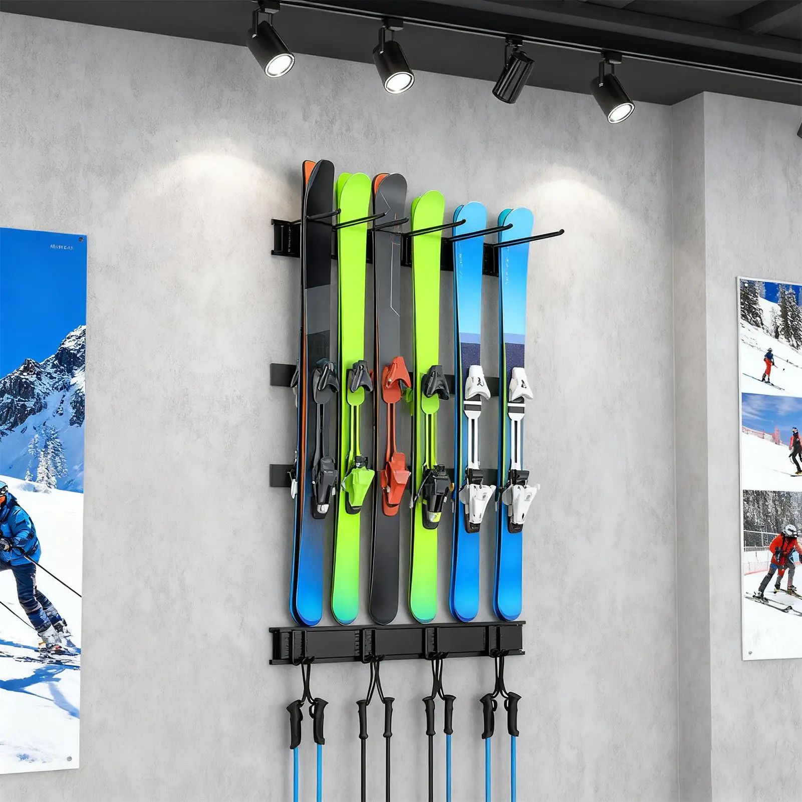 cross country pole rack Combined wooden stand for alpine, crosscountry skis and poles and Powder Storage Ideas Cross Country Ski