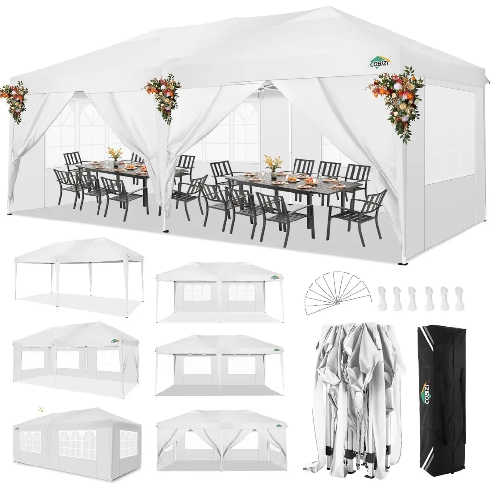 COBIZI Canopy 10x20  Up Canopy with 6 Sidewalls,Waterproof Canopy Outdoor Event Shelter UPF 50+ Gazebo Portable Tents for