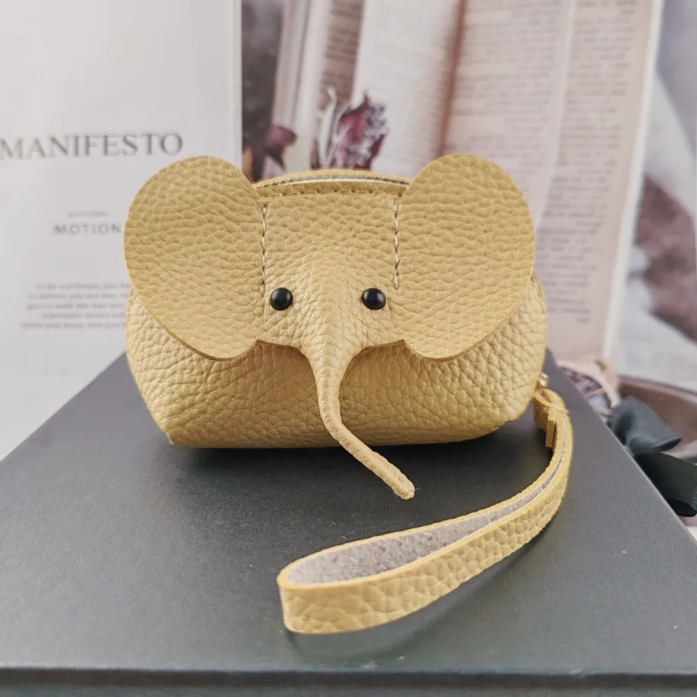 Fashion PU Elephant Bag Vintage Hasp Zipper Clutch Coin Purse with Loose Change Storage Solid Color Card Bag Home