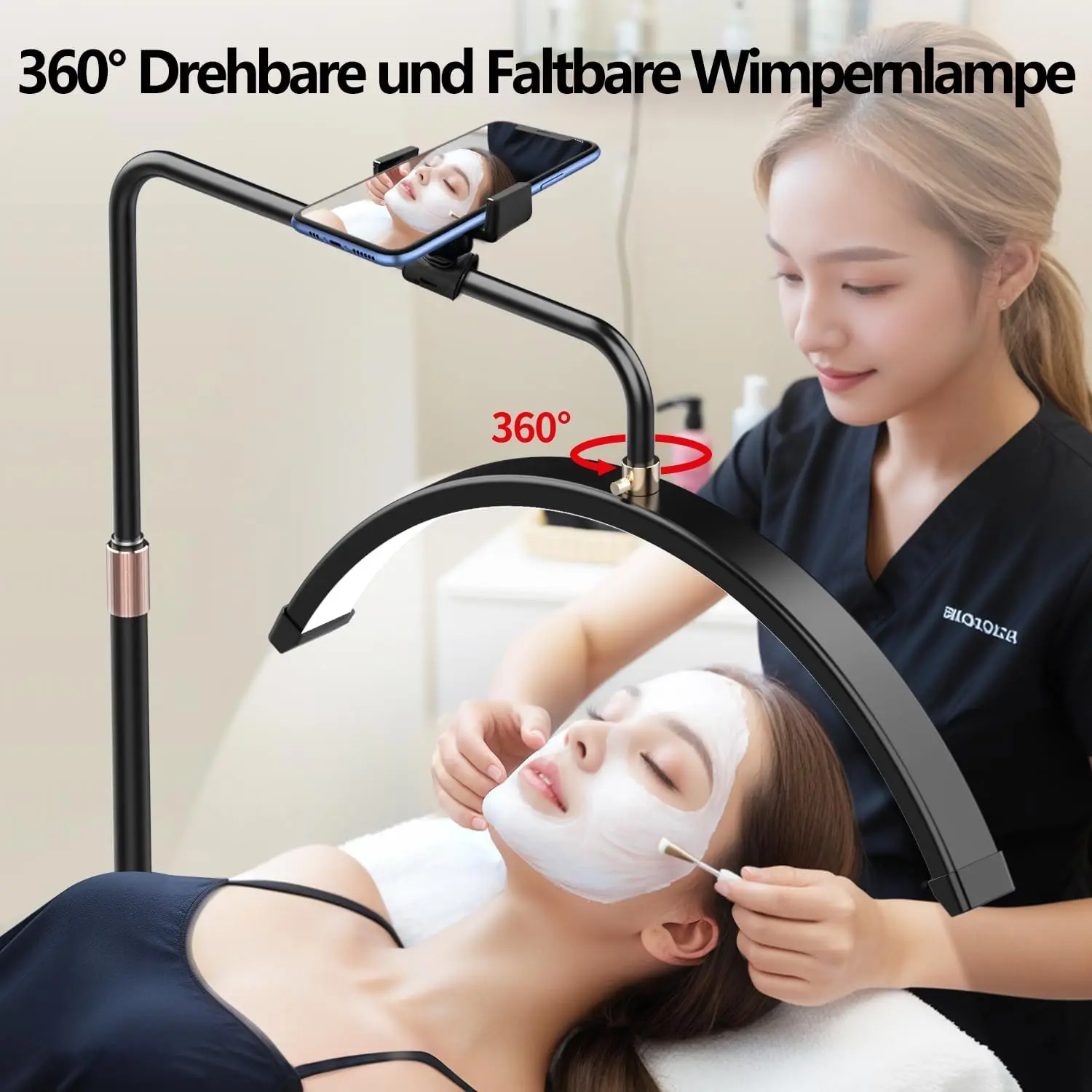 24in نصف القمر LED حماية العين على شكل حرف U الطابق ملء الضوء مع ستبليس يعتم التحكم عن بعد لصالونات التجميل استوديوهات الأظافر