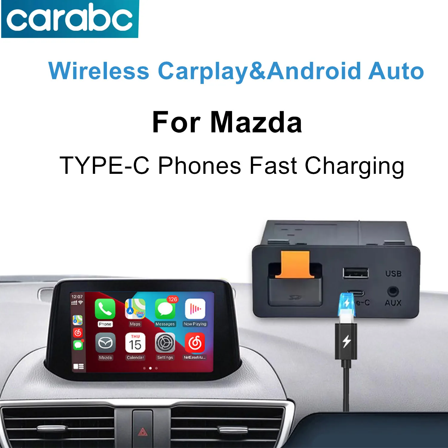 CARABC Para Retrofit Mazda 2 3 6 CX3 CX5 CX8 CX9 MX5 Demio Miata TK78669U0C Kit Adaptador Carplay Android Auto UBS Hub OEM