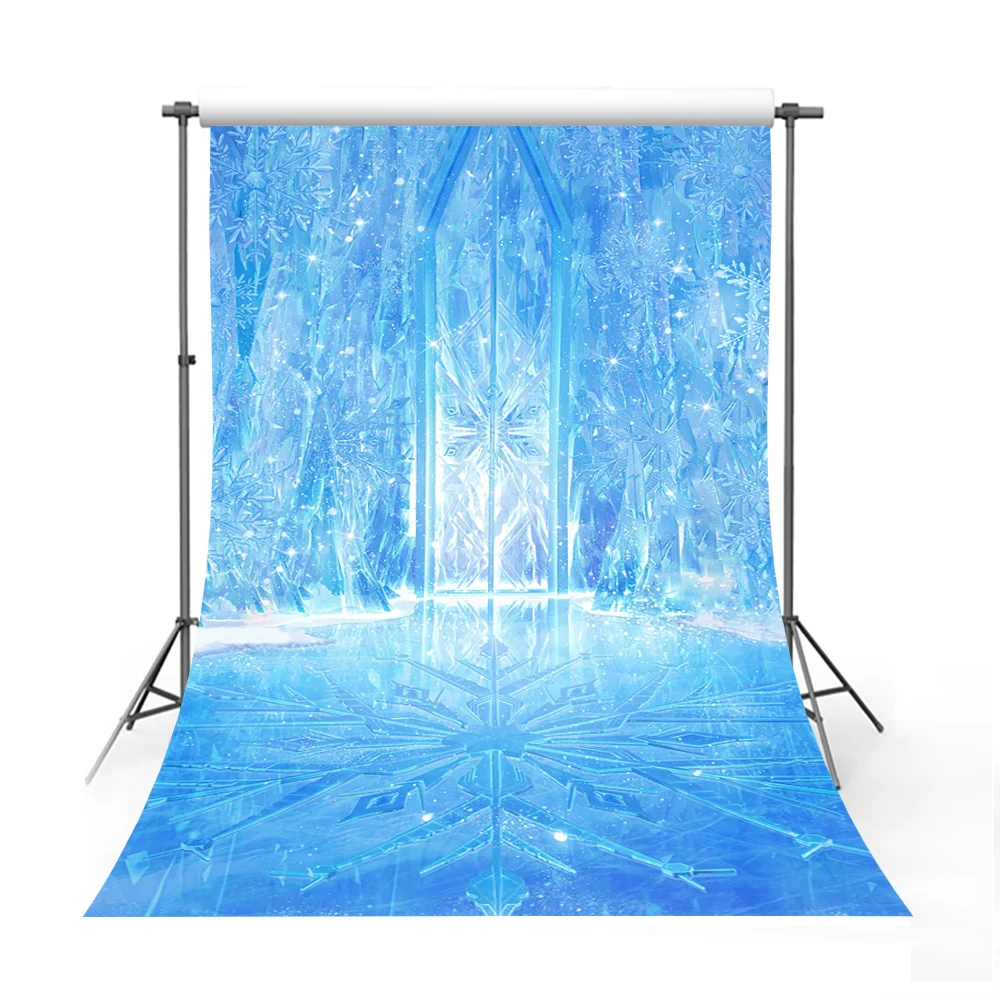 Mehofond Snow Frozen Photography Backdrop Snowflake Wonderland Castle Decor Kids Baby Birthday Party Cake Smash Photo Background view 2
