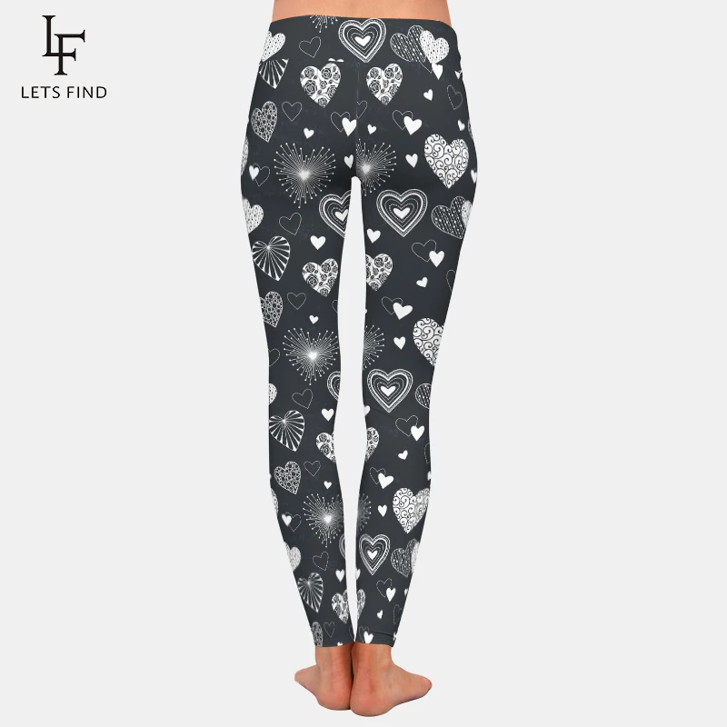 LETSFIND High Quaility Women Pants Fashion Cute Hearts Printing Fitness Leggings High Waist  Warm Leggings