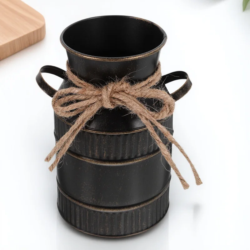 

Vintage Iron Flower Bucket Tall Metal Flower Vase for Home Office Decor Rustic Style Arrangement Container Perfect Gift