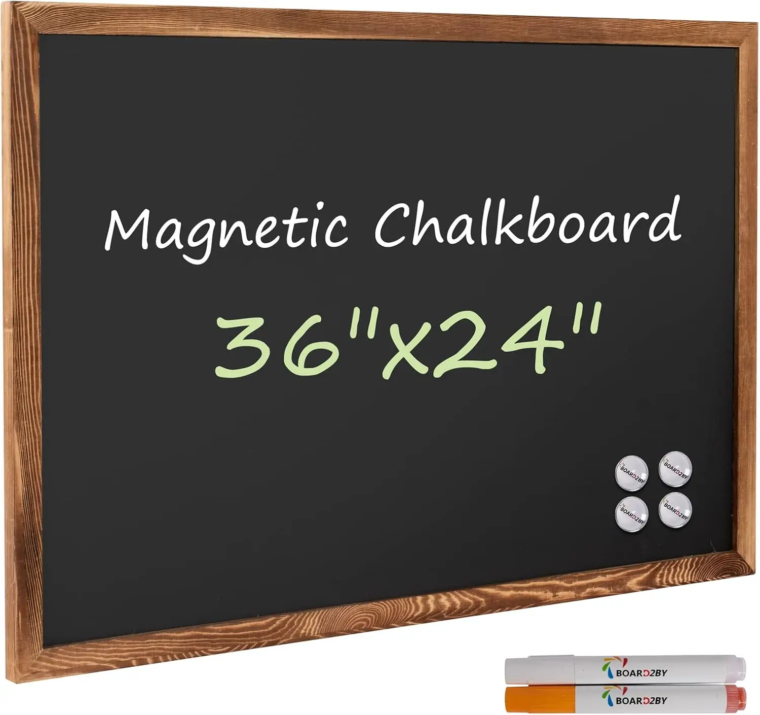 

Large Rustic Wood Framed Magnetic Chalkboard 24x36, Hanging Blackboard for Kids Kitchen Wedding Menu with Magnets