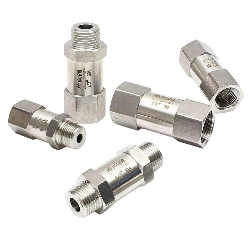 

1/8 1/4 3/8 1/2 3/4 1 " BSP NPT Female Male One Way Check Valve Non-return Inline 304 316 Stainless Steel Water Gas Steam Oil