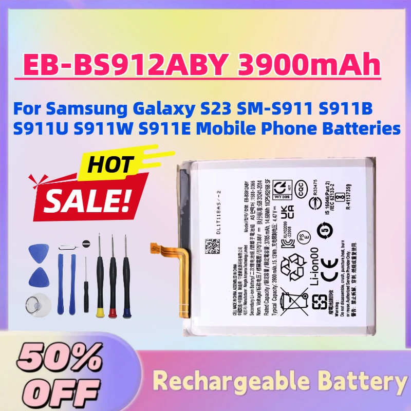

High-Quality New EB-BS912ABY 3900mAh 3.88V Battery for Samsung Galaxy S23 SM-S911 S911B S911U S911W S911E Mobile Phone Batteries
