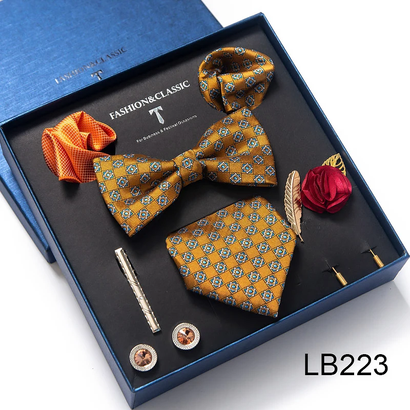 Hochwertiges Krawatten-Set, luxuriöse Geschenkbox, Seidenkrawatten-Set, 8 cm, festliches Geschenk, Krawatte, Einstecktücher, blaues Weihnachtsgeschenk – Detail 24