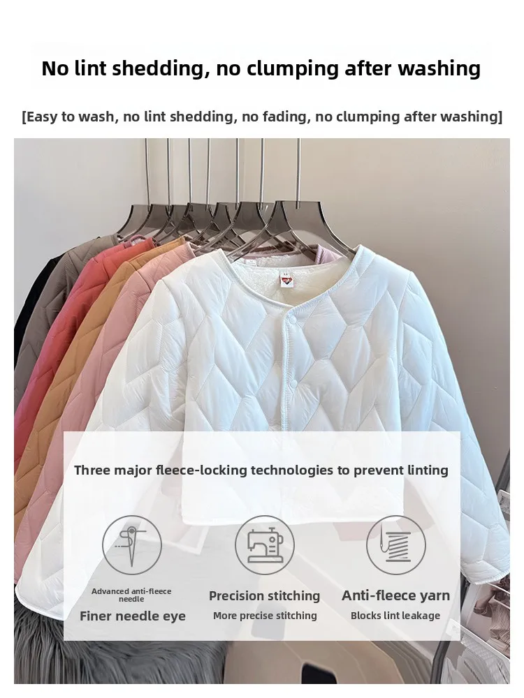 Thickened Winter Cotton Jacket Women's Inner Padded Short Style Long Sleeve down Filling Coat Shoulder Protection Outerwear