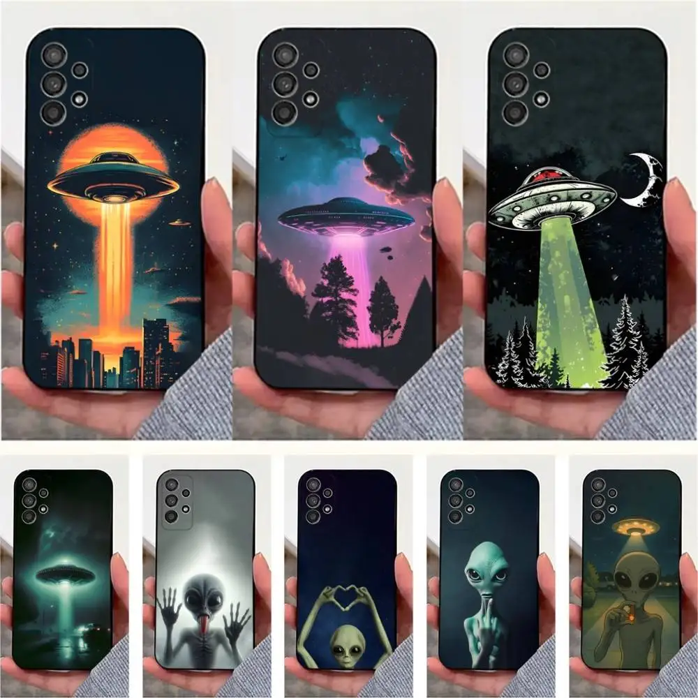

Space UFO Alien Funny Thing Phone Case For Samsung S25,S24,S23,S22,S20,S21,S10,Ultra,Plus,Lite,FE,Soft Silicone Black Cover