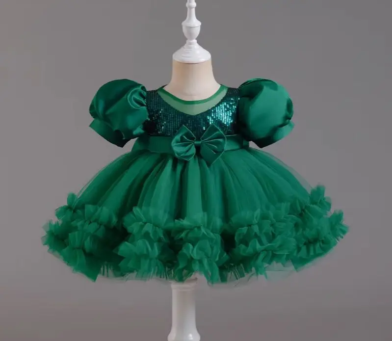 White Baby Girl Wedding Dress Birthday Prom Ball Gown Tutu Child Dress for Occasions Kid's Clothes 6M-5 Years