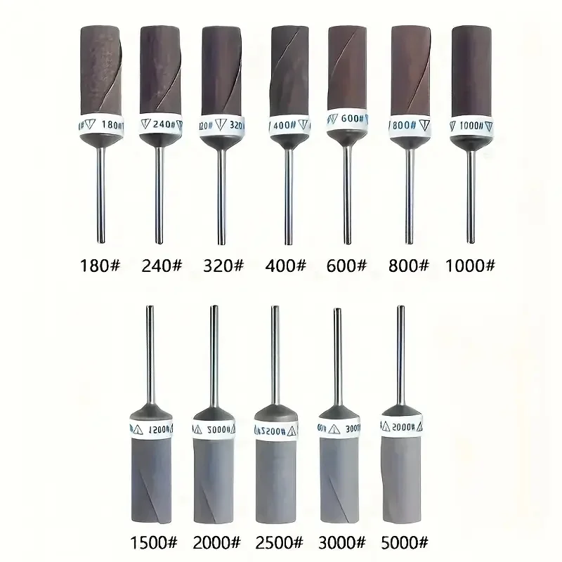 13Pcs Sandpaper Stick Grinding Head 2.35mm Shank 180‑5000 Grit Sanding Polishing Bits Set for Rotary Tool Wood Jade Metal