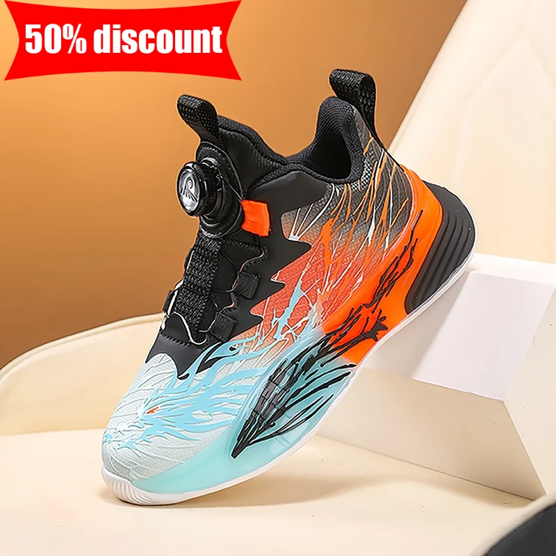 

Children Sports Shoes Leather Comfortable Fashion Boys Cushioned Basketball Shoes Daily Casual Street Breathable Walking Shoes