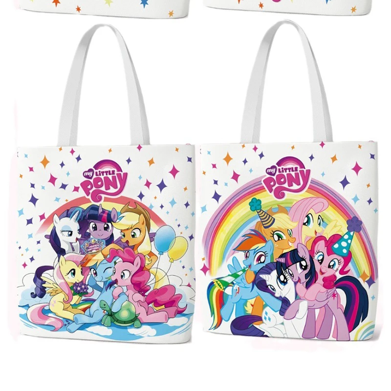 My Little Pony Canvas Bag Anime Cute Pattern Printed Women Large Capacity Eco Friendly Shopping Bag Student Leisure Shoulder Bag