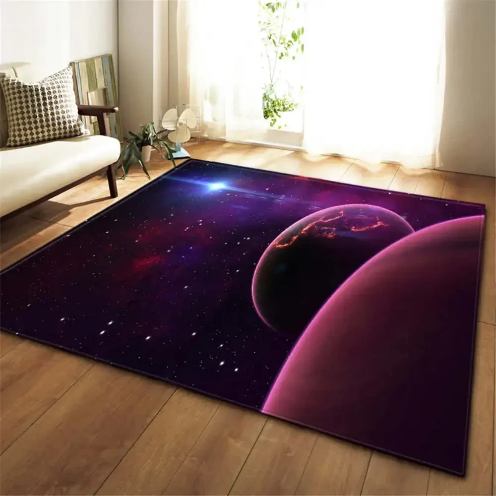 Universe Planet Living Room Rug Hallway Carpets Boys Kids Play Nebula Galaxy Bedroom Bedside Rug Kitchen Bathroom Floor Mat