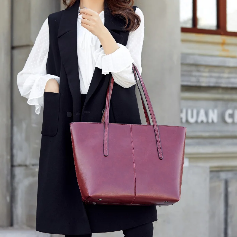 Commute To Work Large Capacity Tote Bag Fro Women Temperament Retro Oil Wax Leather Shoulder Bag High-grade Casual Handbags