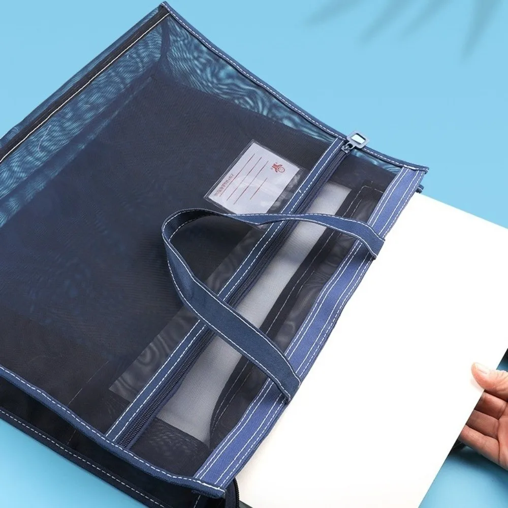 Bolsa duradera A3 con cremallera, bolsa de lona de gran capacidad para documentos y libros, archivador de pintura de malla impermeable, bolsa de almacenamiento de ilustraciones