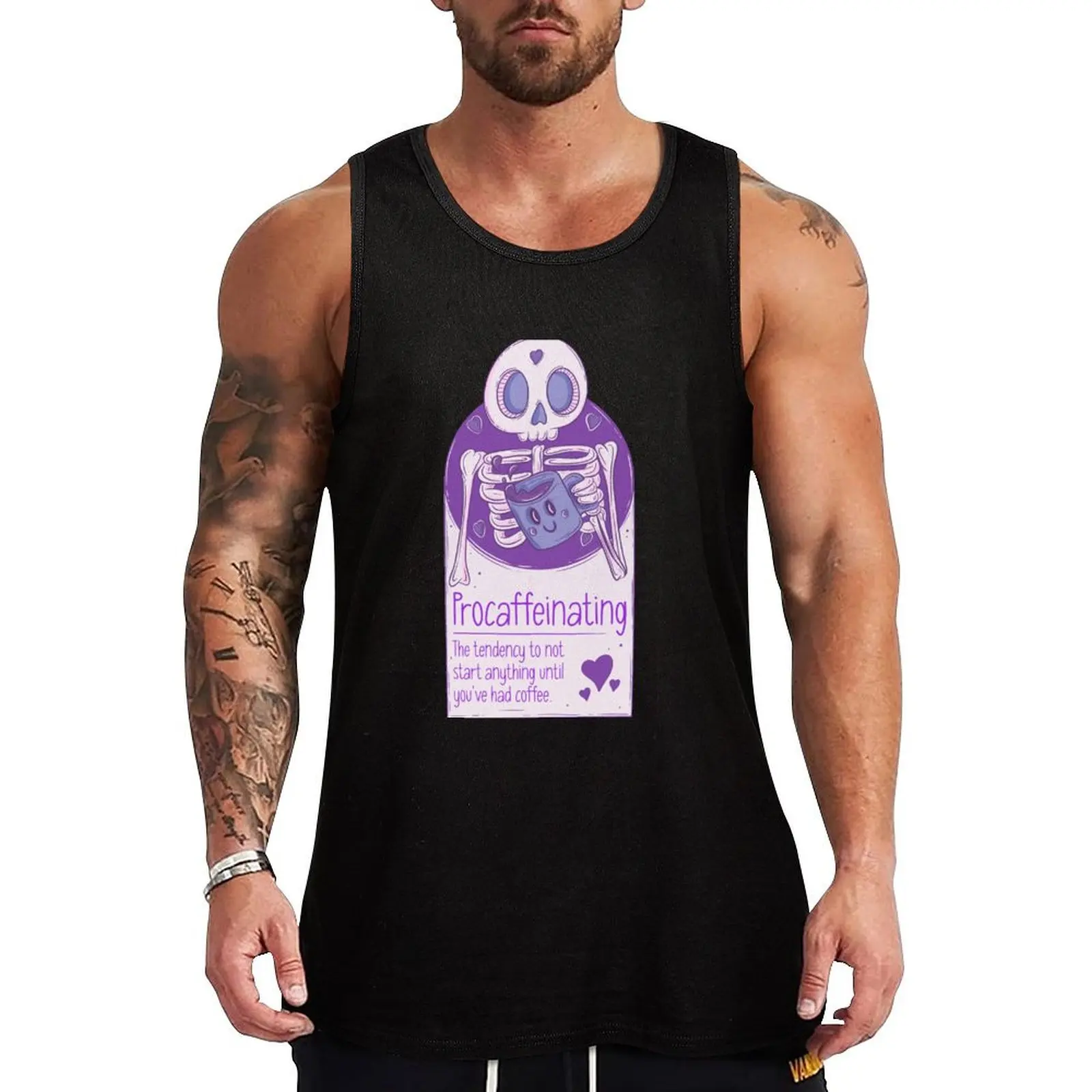 

Procaffeinating: Skeleton's Brew Tank Top Basic Athletic Tank Top Cotton Casual Everyday Shirt