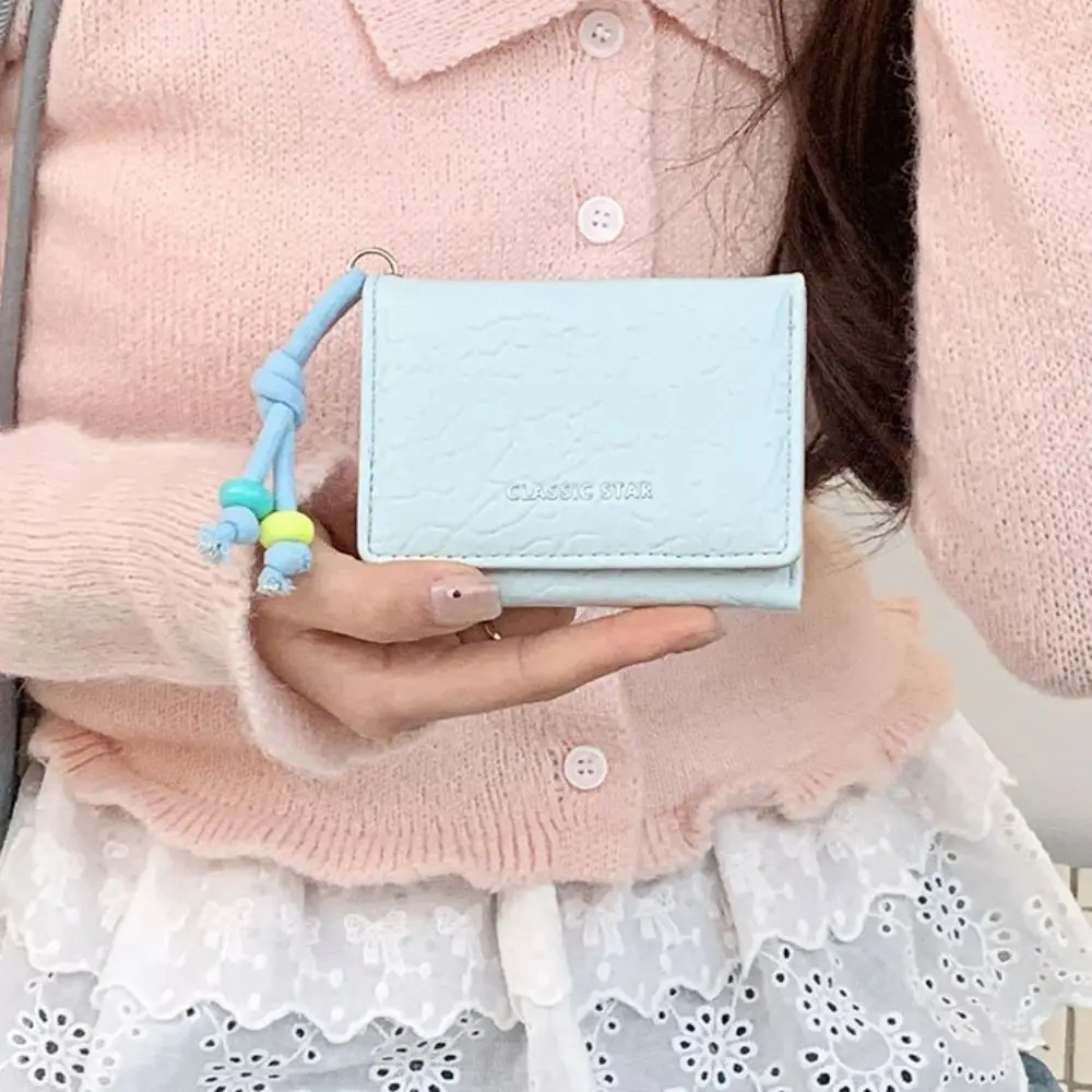 Милые милые тройные кошельки из искусственной кожи, портативный кошелек ярких цветов с несколькими отделениями для карт, сумка для денег, кошелек для монет, студенческий