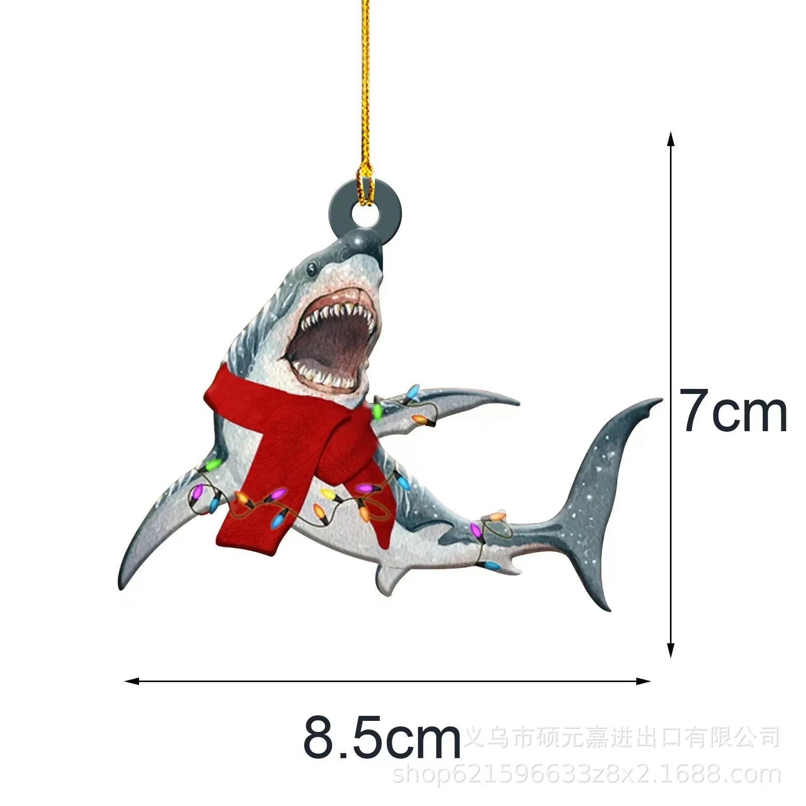 3pcs Ocean Theme Sharks Ornament Present Xmas Tree Decor 2d Flat Hanging Pendant Adds Fun Festive Ocean-Vibes For Holiday Party view 4
