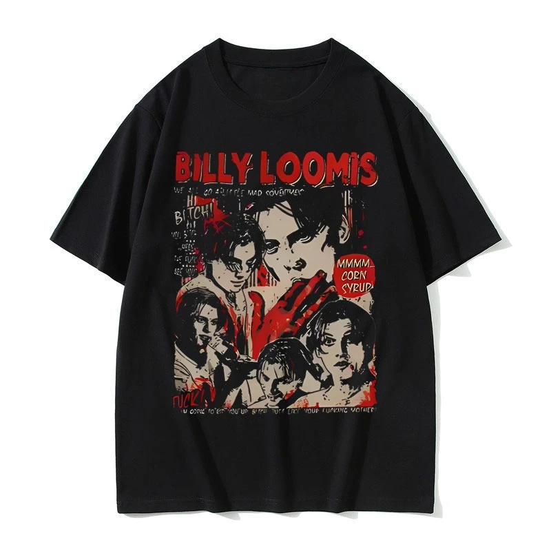 Scream Billy Loomis Horror Movie Graphic T-shirt Vintage Washed Film Merch Harajuku Unisex Oversized Cotton Short Sleeve Tee Top