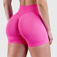 HISTELLO Short de sport pour femme 4,5 pouces, taille basse, pour fitness, course à pied, entraînement, yoga, effet froncé aux fesses, sans couture 4