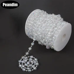 PEANDIM Acrylic Iridescent Beads Strand Round Beads Chain Christmas Wedding Party Diamond Garland Decor Home Rhinestone Curtain