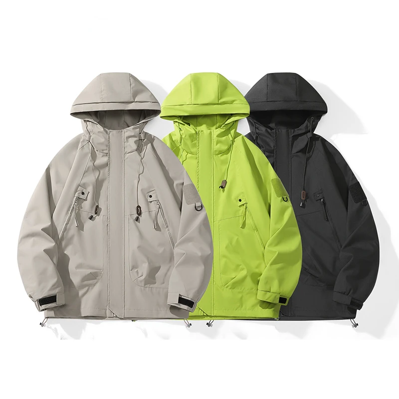 2024 Autumn New Unisex Soft Shell Outdoor Hooded Jackets Men Oversize Water Repellent Rain Coats for Hiking,Golf,Travel