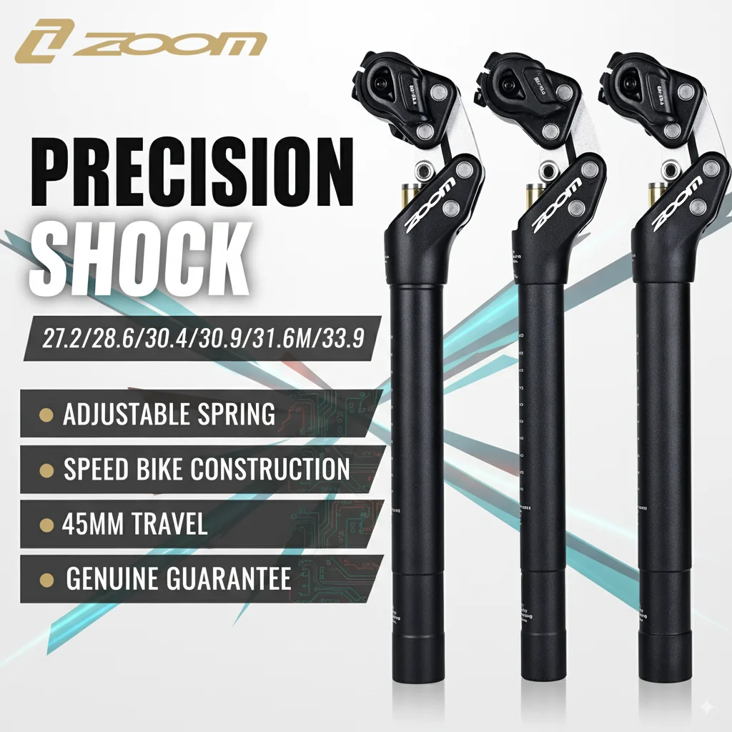 

ZOOM MTB Suspension Seatpost, 45mm Travel, Bicycle Shock Absorber Seatpost for 27.2mm 31.6mm, Adjustable Comfort