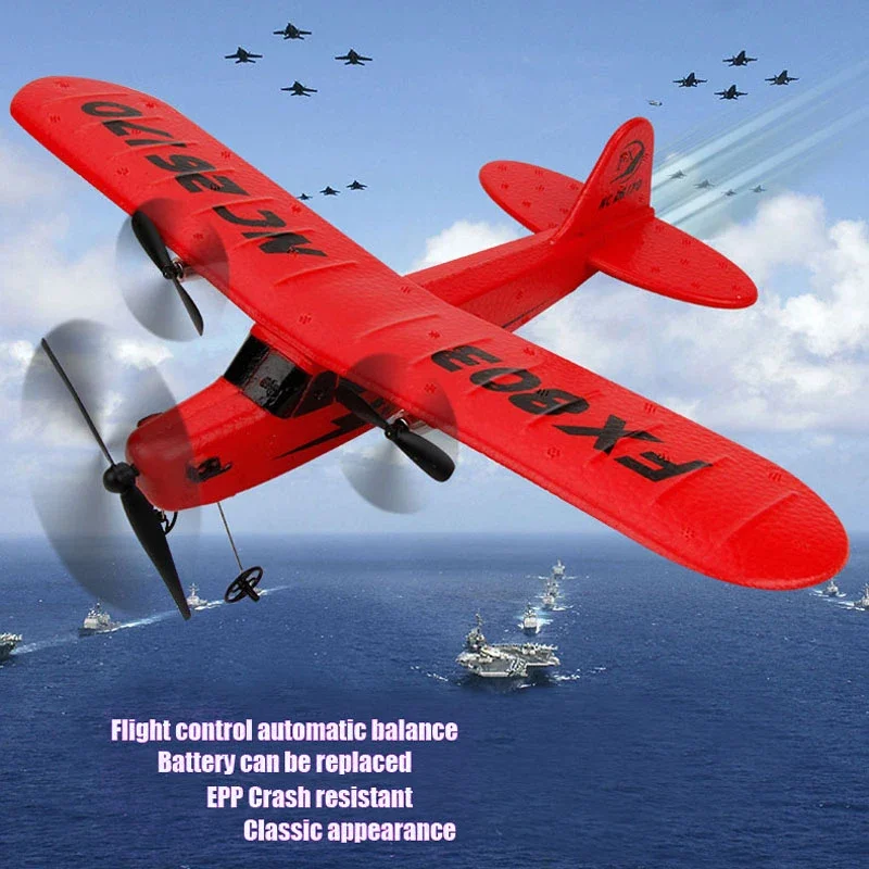 RC Planes Piper Cub J-3 Model 2.4Ghz High-tech Remote Control Outdoor Kids Toys Airplane Glider Aircraft Adults Boys Gifts FX803