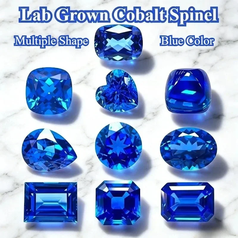 AbTop Lab Grown Cobalt Spinel Multiple Shape Charms Gemstone for DIY Ring Necklace Earrings Main Materials Selectable Certificat