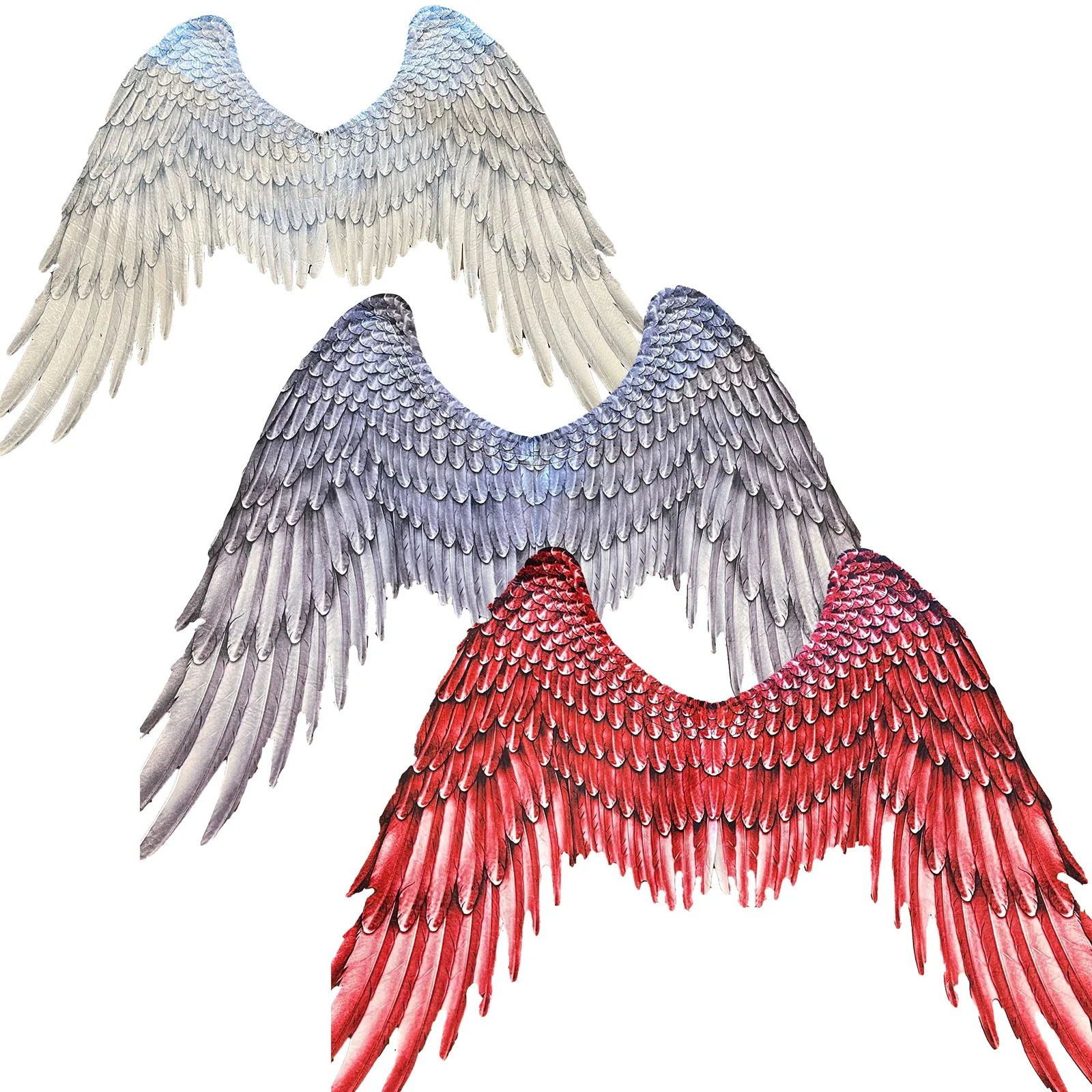 Halloween Angel Devil Big Wings Digital Printed Feather Texture Pattern Cosplay Carnival Party Costume Accessories Performance P