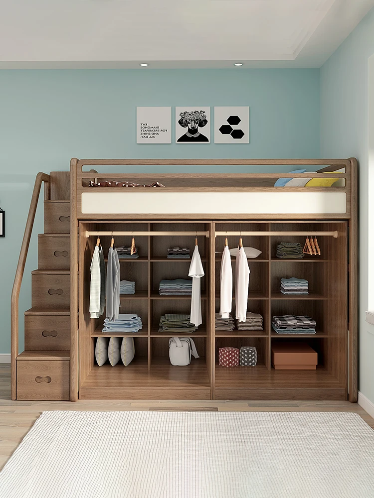 Youmanju bed, wardrobe, bed, integrated cloakroom, solid wood