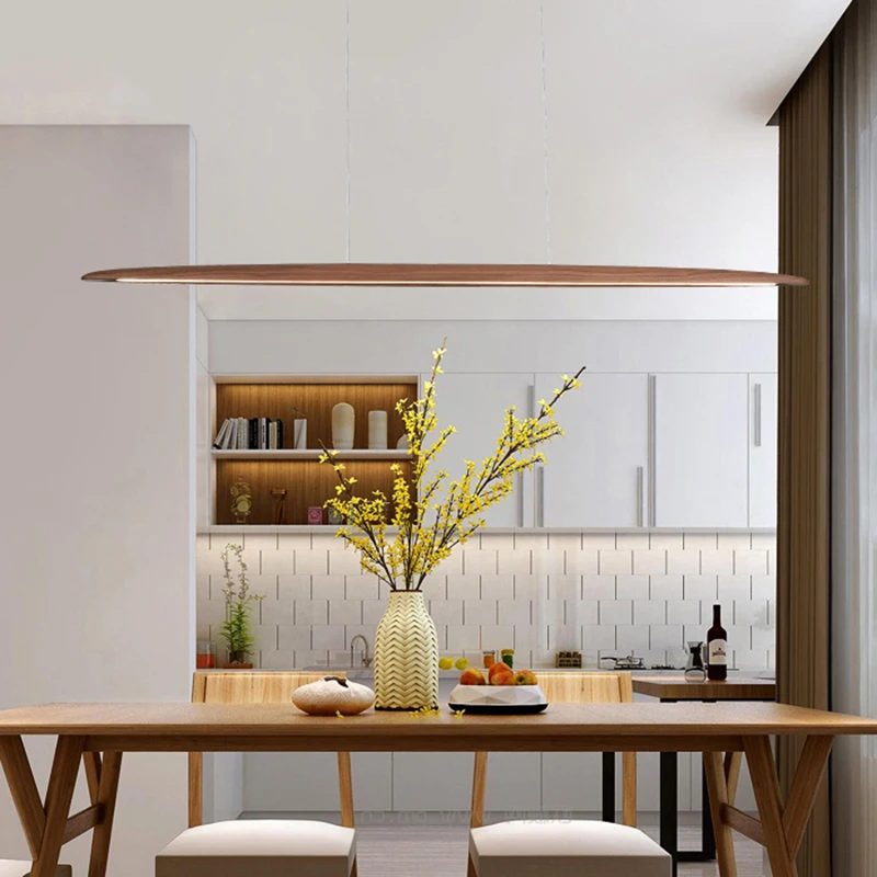 Nordic Wood LED Pendant Light Minimalist Dining Room Bar Shop Hotel Foyer Hanging Lamp 3000K Wire Adjustable Dropshipping