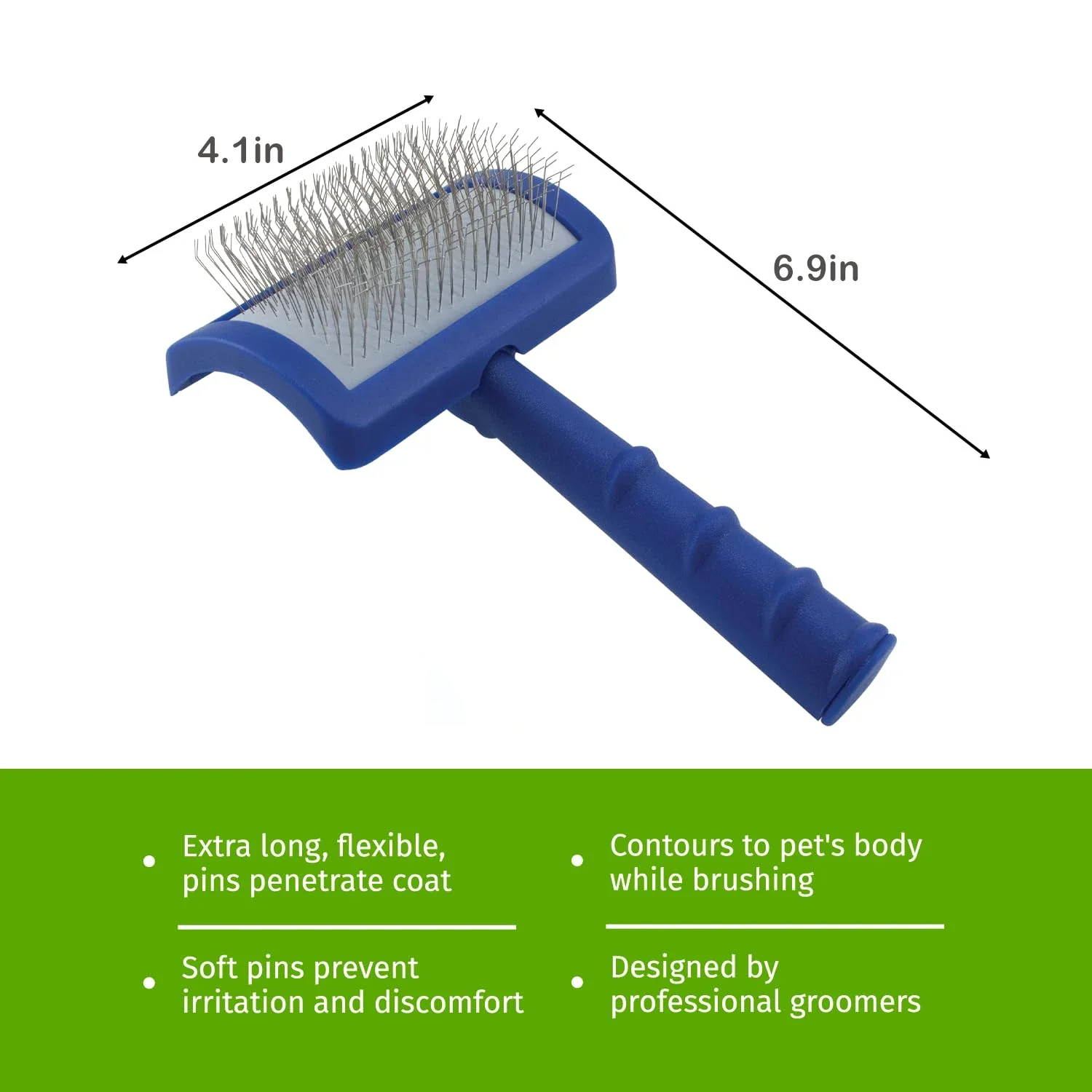 Dog Brush for Grooming with Long, Soft Pins, for Doodle Breeds, Angled Pins for Dematting, Remove Undercoat, Comfort Grip Handle