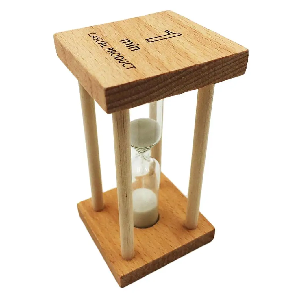 Clear Sand Timer Hourglass 1 min Wooden Frame Sand Clock Sandglass  Pub