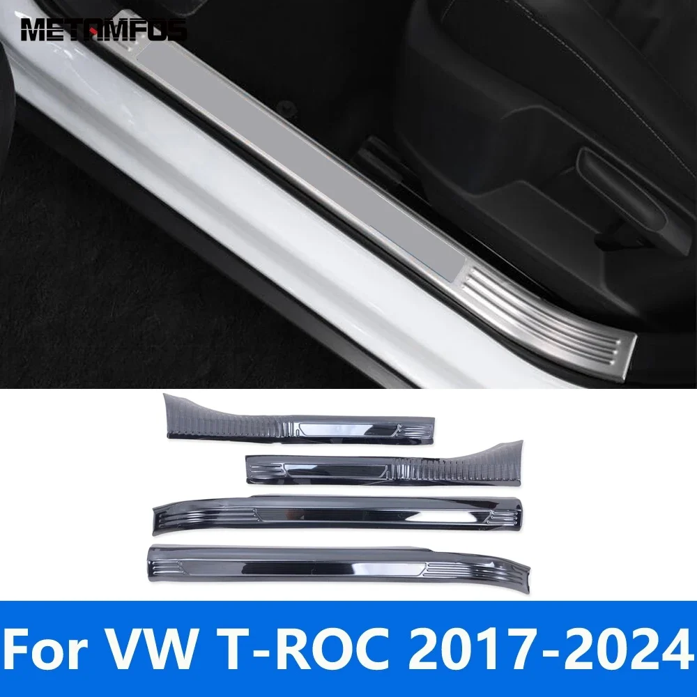

For Volkswagen VW T-ROC TROC 2017-2020 2021 2022 2023 2024 Interior Door Sill Scuff Plate Entry Guard Welcome Pedal Accessories