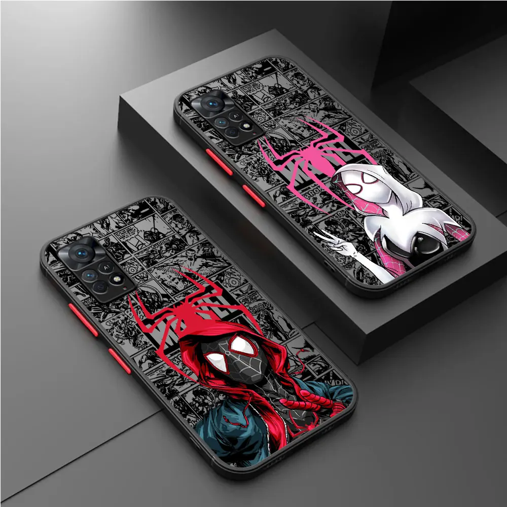 

Marvel Cute Spider Men Phone Case for Redmi Note 11T 11S 12S 11 Pro 8T 8 Pro 7 10S 9S 10 Pro 12 9 12 Pro Funda Capa Soft Cover