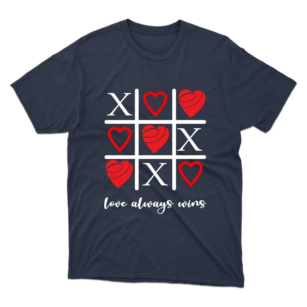 عيد الحب تي شيرت الحب دائما يفوز قميص طاقم الرقبة قسط مطبوعة للجنسين الرجال تي شيرت قصير الأكمام ملابس علوية من القطن عالية الجودة