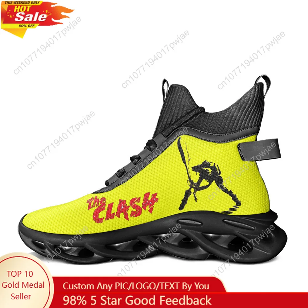 

The Clash Rock Band High Top Flats Sneakers Mens Womens Sports Hiking Travel Shoes Running Shoes Travel Custom Shoes