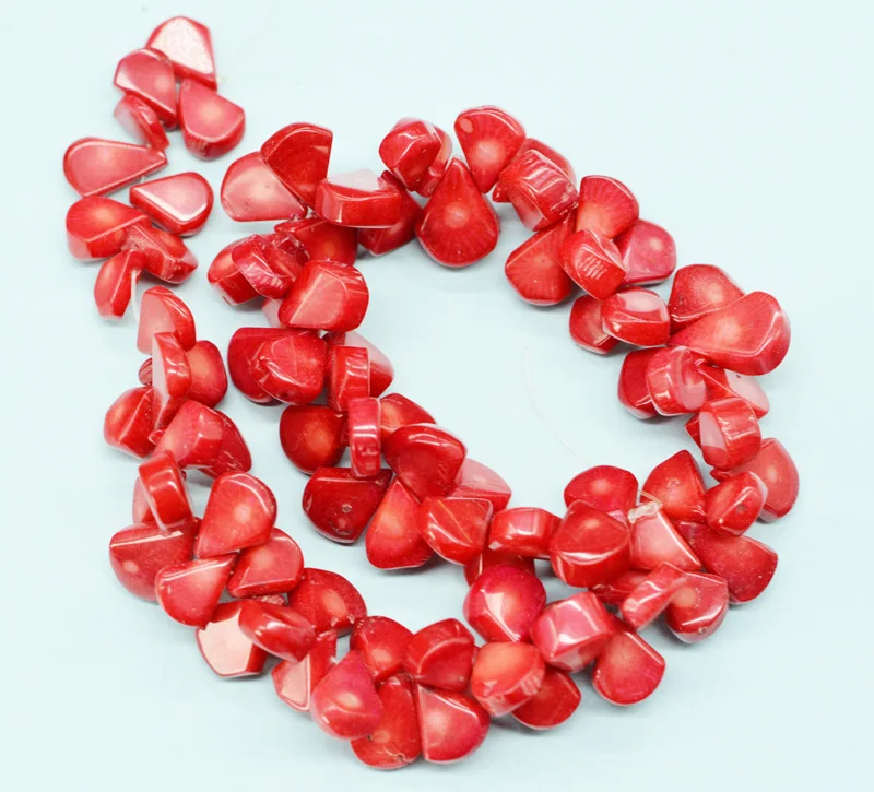 1 strands  Wholeasales Loose Coral Beads Red Lemon Seed beads drop tear beads 16'