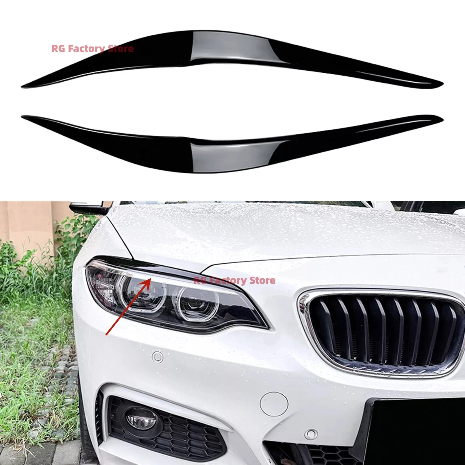 Car Headlight Eyebrow Eyelids Cover For BMW 2 Series F22 F23 220i 228i 230i M235i M240i M Sport 2014-2021 Evil Style Stickers