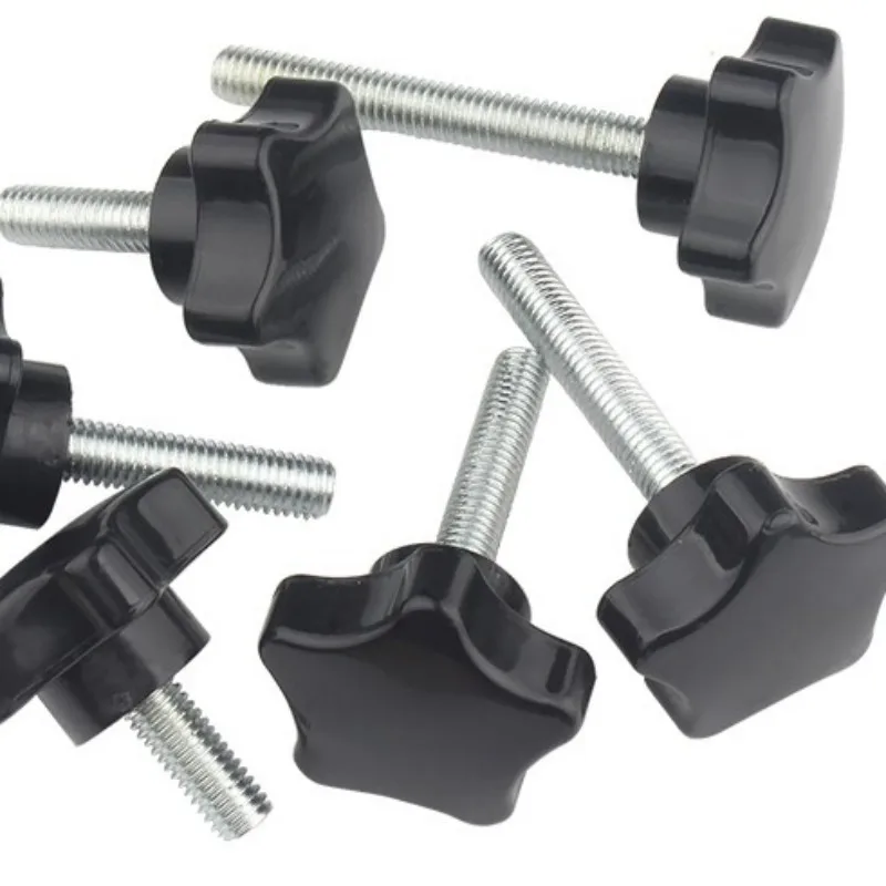 10pcs M4 M5 M6 M8 M10 M12 Thread Star Shaped Head Thread Clamping Screw Bolt Knob For Industry Equipment Plastic Carbon Steel