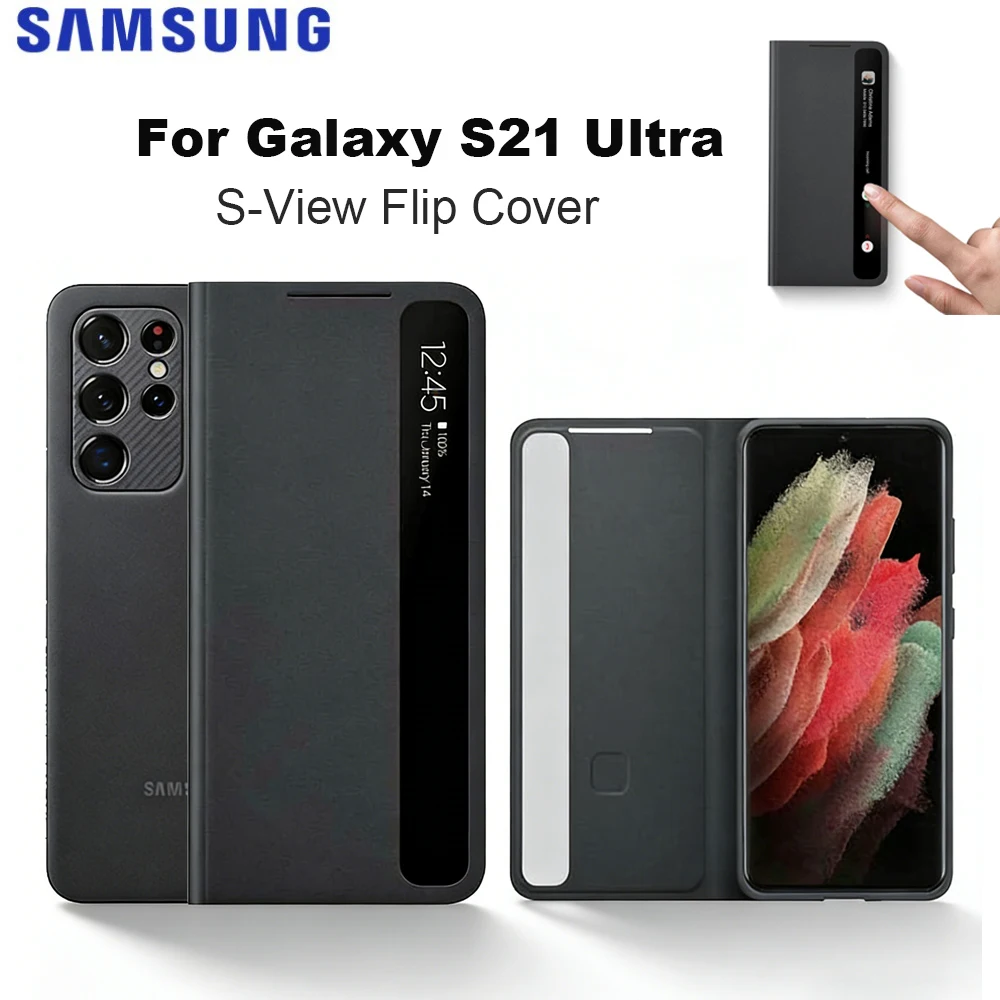 

For Samsung Galaxy S21Ultra 5G Smart View Flip Mirror Case Samsung S21 Ultra LED Cover S-View Clear View Cases EF-ZG998