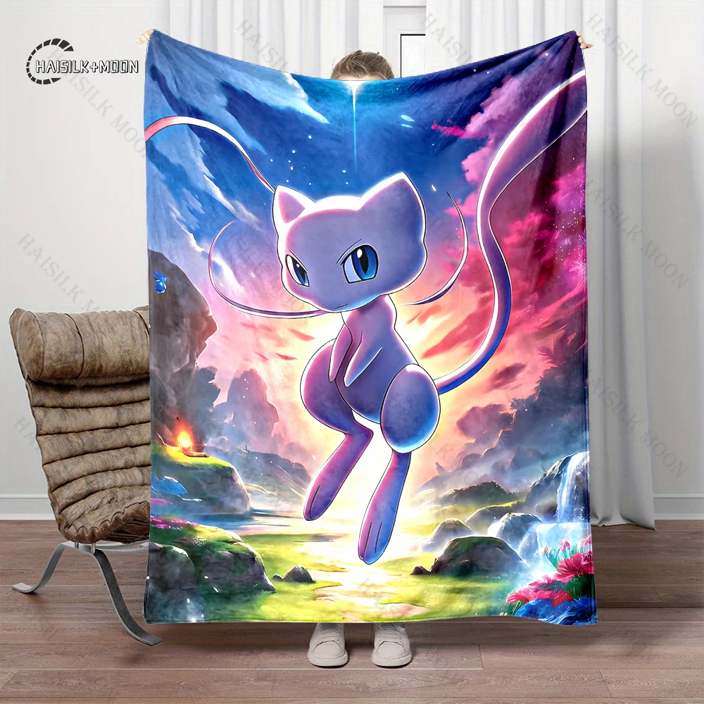 انمي ياباني بوكيمون ميو السفر مخيم لينة رقيق بطانية تكييف الهواء أريكة قيلولة بطانية موسم الشتاء هدية بطانية دافئة