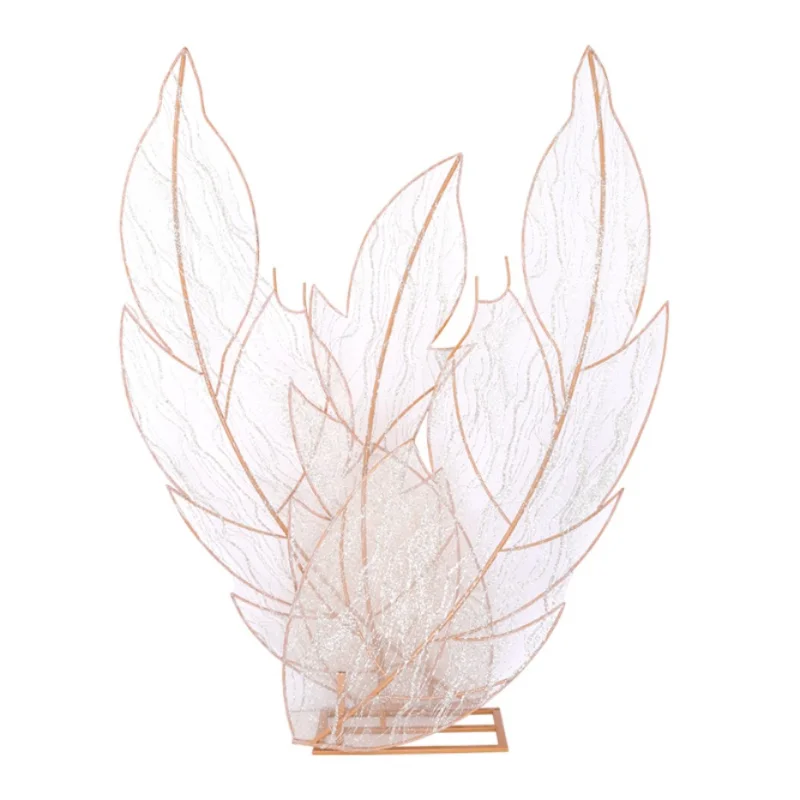 Wrought iron shelf wedding props color white lace feather stage screen road lead background wave decoration creativity