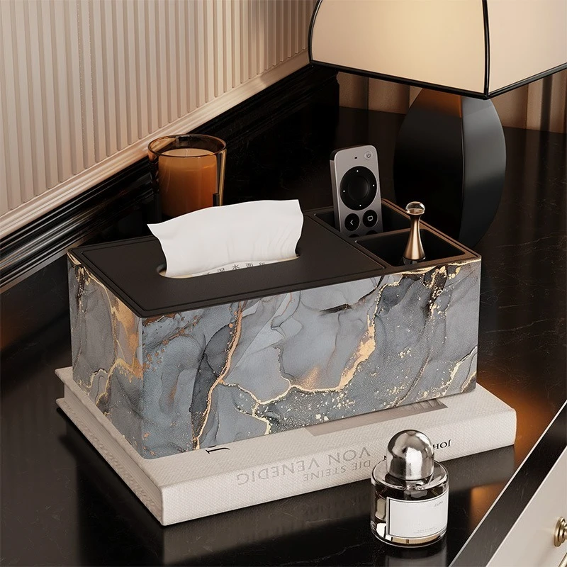 For Light Luxury Tissue Box, Desktop Remote Control Storage Box, Multi-functional Integrated Drawing Paper Box
