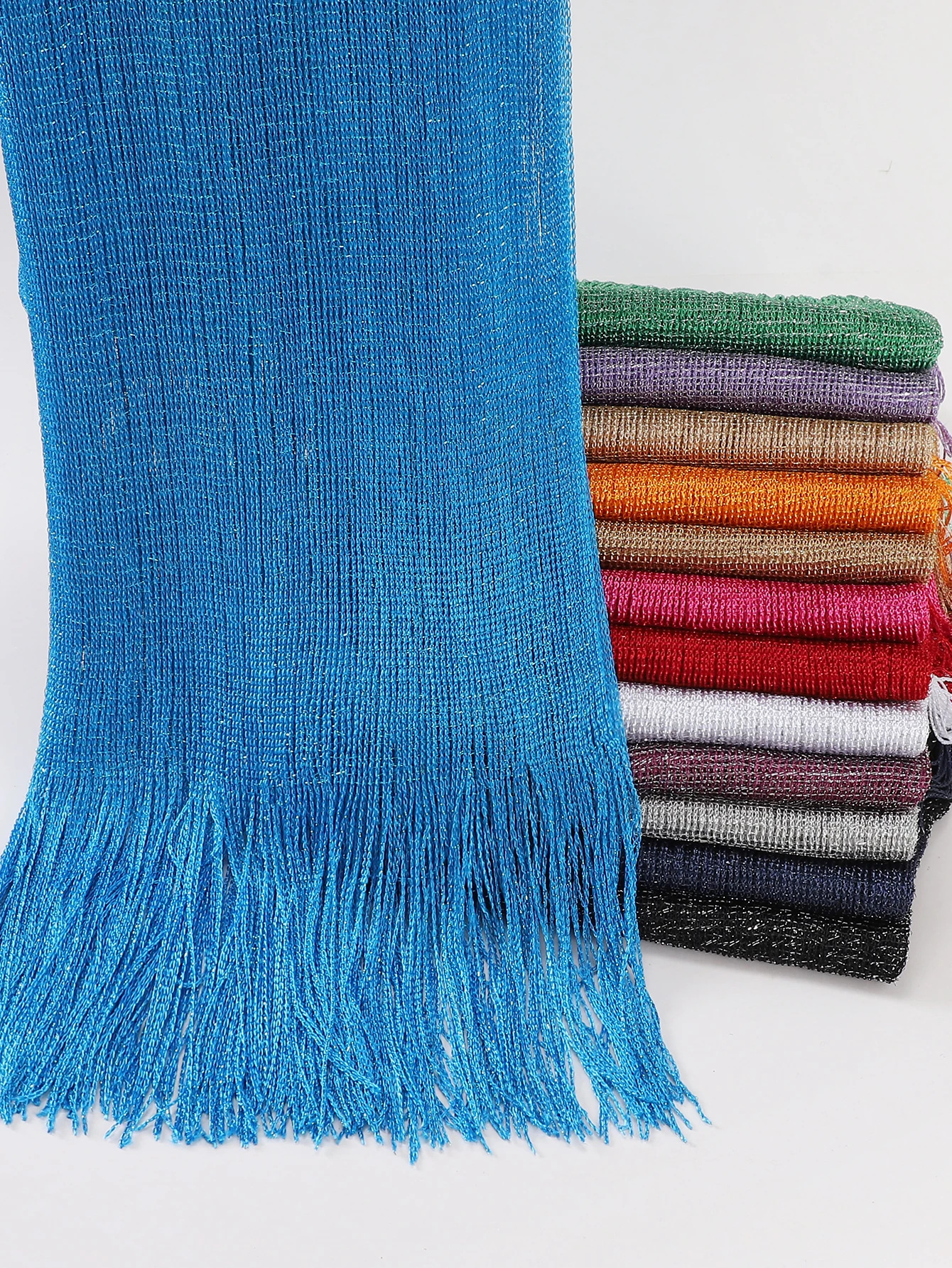 Copricostume da Spiaggia, Sciarpa in Rete Lunga, Tinta Unita, Protezione Solare, Scialle alla Moda, Foulard Diviso per Donna