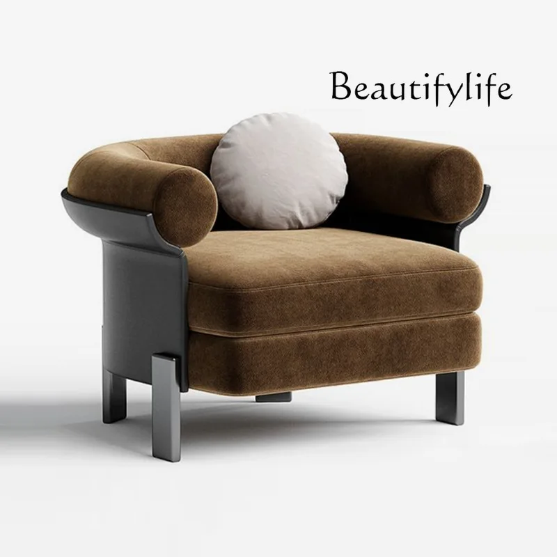 

Italian light luxury sofa chair single person simple teddy velvet living room home negotiation leisure chair single chair