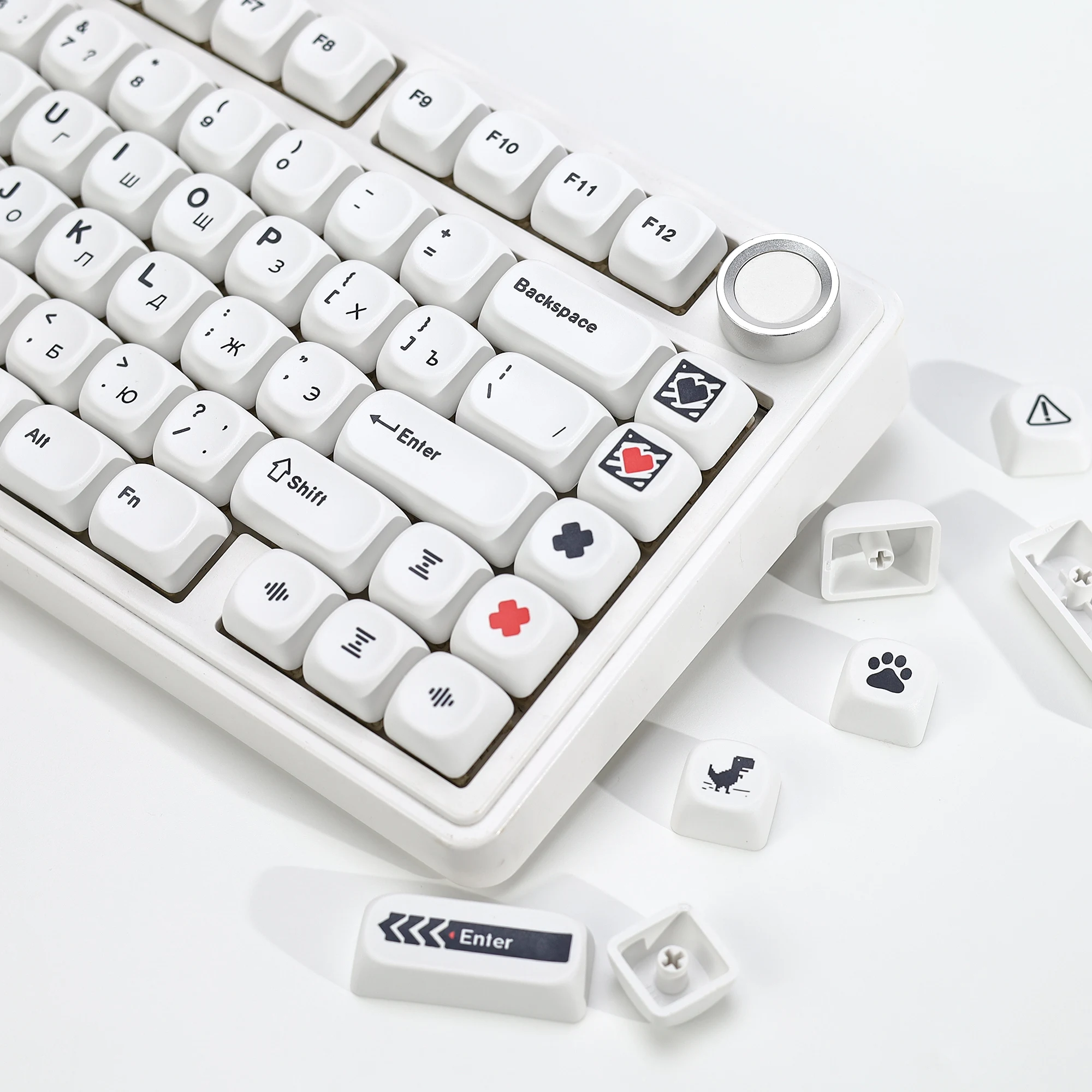 KBDiy Russian Japanese Keycap GMK Minimal White Theme PBT Retro Keycaps Cherry MX Switches For 60 DIY Mechanical Keyboard Gaming